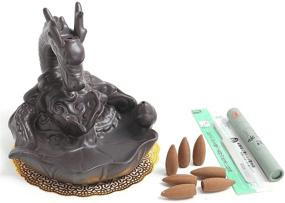 img 4 attached to 🐉 Handmade Dragon Backflow Incense Burner with 10 Pcs Incense Cones - Unique Ceramic Home Decor Holder - 16x15.5cm