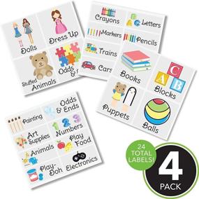 img 3 attached to 🏷️ mDesign Home Organization Labels: Preprinted Stickers for Toy and Game Storage, Cleaning, and Household Organizing - 24 Count, Clear/Black/Images