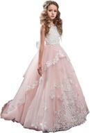 👗 kids' lace beaded pageant ball gowns with flower girl dress design logo