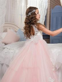 img 3 attached to 👗 Kids' Lace Beaded Pageant Ball Gowns with Flower Girl Dress Design