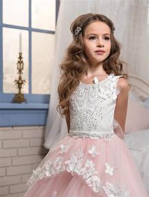 img 2 attached to 👗 Kids' Lace Beaded Pageant Ball Gowns with Flower Girl Dress Design