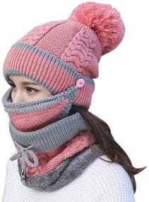 img 1 attached to ❄️ Warm and Stylish Winter Set: 3pcs Fashion Women Knitted Hat with Thickened Woolen Cap, Warm Mask, and Neck Scarf