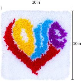 img 3 attached to 🧶 Latch Hook Craft Kit for Adults and Kids - Soft DIY Embroidery with Printed Pattern - Includes 10x10 Inch Latch Hook (Love)