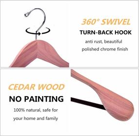 img 1 attached to Amber Home 5 Pack American Red Cedar Wood Coat and Suit Hangers: Extra Wide Shoulder, Deluxe Aromatic Natural Cedar with Non-Slip Velvet Pant Bar