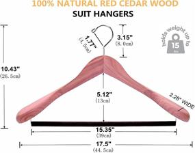 img 2 attached to Amber Home 5 Pack American Red Cedar Wood Coat and Suit Hangers: Extra Wide Shoulder, Deluxe Aromatic Natural Cedar with Non-Slip Velvet Pant Bar