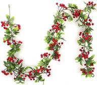 🎄 6-feet plastic red berry christmas garland for indoor and outdoor home decoration - flexible, durable, non-flammable winter xmas decor for mantle, fireplace, holiday, new year логотип