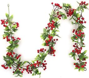 img 3 attached to 🎄 6-Feet Plastic Red Berry Christmas Garland for Indoor and Outdoor Home Decoration - Flexible, Durable, Non-Flammable Winter Xmas Decor for Mantle, Fireplace, Holiday, New Year