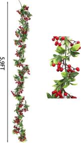 img 2 attached to 🎄 6-Feet Plastic Red Berry Christmas Garland for Indoor and Outdoor Home Decoration - Flexible, Durable, Non-Flammable Winter Xmas Decor for Mantle, Fireplace, Holiday, New Year