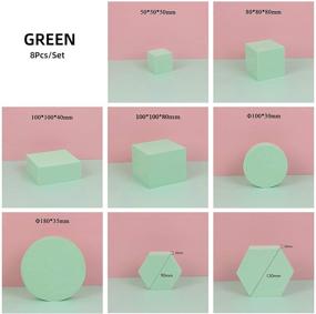 img 3 attached to YOOCHEESE Craft Foam Props: Creative Background Shapes for Lipstick, Jewelry, and More; Geometric Cube Photo Props in Multicolor (Green)