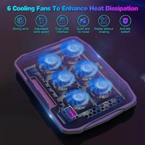 img 1 attached to 🖥️ Tendak Laptop Cooling Pad with 6 Quiet Gaming Cooling Fans - Adjustable Stand, Dual USB Ports - Ideal for 11-17" Notebook, MacBook Air Pro