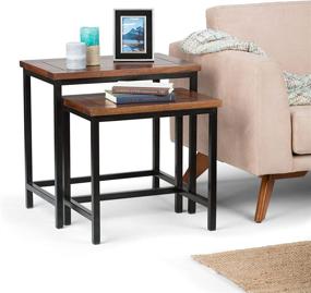 img 4 attached to 🏢 SIMPLIHOME Skyler Modern Industrial Nesting Side Tables for Living Room and Bedroom - Dark Cognac Brown, Fully Assembled