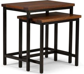 img 2 attached to 🏢 SIMPLIHOME Skyler Modern Industrial Nesting Side Tables for Living Room and Bedroom - Dark Cognac Brown, Fully Assembled
