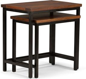 img 3 attached to 🏢 SIMPLIHOME Skyler Modern Industrial Nesting Side Tables for Living Room and Bedroom - Dark Cognac Brown, Fully Assembled