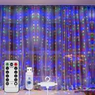 🎉 gronesty curtain lights with remote control, 9.8x9.8ft 300 led usb-powered fairy lights for indoor outdoor bedroom window wedding party decoration (multi color) логотип