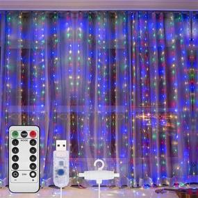 img 4 attached to 🎉 GRONESTY Curtain Lights with Remote Control, 9.8X9.8Ft 300 LED USB-Powered Fairy Lights for Indoor Outdoor Bedroom Window Wedding Party Decoration (Multi Color)