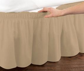 img 1 attached to 🛏️ Elastic Ruffled Bed Skirt in Queen or King Size (Mocha): Easy Fit, Wrap Around Design by Bathroom and More
