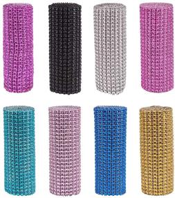 img 4 attached to 🎀 Sparkling Mesh Ribbon: BENECREAT 8 Rolls of 24 Row Diamond Rhinestone Ribbon for Arts & Crafts and Chrismas Decorations - Mixed Color