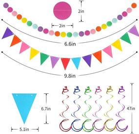img 1 attached to 🎉 Optimized Mexican Fiesta Party Supplies: Hanging Paper Fans, Pom Poms, Flowers, Swirls, Garlands, String Polka Dot & Triangle Bunting Flags for Birthdays & Rainbow Parties