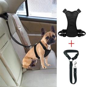 img 4 attached to 🐾 Improved BWOGUE Dog Safety Vest Harness - Adjustable Nylon Mesh Pet Harness with Seat Belt Strap, Car Headrest Restraint, and Travel Strap Seatbelts