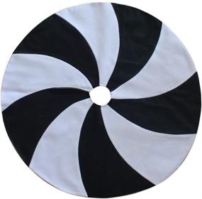 img 2 attached to 🍭X.Сем 50-дюймовое одеяло для ёлки в черно-белом дизайне в виде леденцов на Хэллоуин и Рождество - украшение для дома на праздники