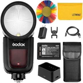 img 1 attached to Godox V1-F Camera Flash Speedlight for Fuji: TTL Round Head, 2.4G Wireless, 76Ws Output, 1/8000 HSS, AK-R1 Compatible, 480 Full Power Shots, Rechargeable Li-ion Battery