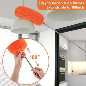 img 3 attached to Efficient 100’’ Extendable Microfiber Feather Duster for Cleaning - 2 Pack, Bendable Heads, Scratch-Resistant Cover, Washable, Telescoping Cobweb Duster for Ceiling, Fan, Furniture - Gelibo