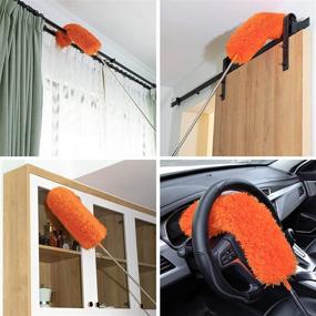 img 1 attached to Efficient 100’’ Extendable Microfiber Feather Duster for Cleaning - 2 Pack, Bendable Heads, Scratch-Resistant Cover, Washable, Telescoping Cobweb Duster for Ceiling, Fan, Furniture - Gelibo