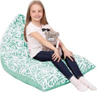 🌸 large triangle beanbag chair for kids - mint roses - 150+ plush toys holder - stuffed animal storage bean bag cover only - floor pillows organizer for girls - premium 100% cotton canvas logo