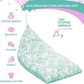 img 3 attached to 🌸 Large Triangle Beanbag Chair for Kids - Mint Roses - 150+ Plush Toys Holder - Stuffed Animal Storage Bean Bag Cover Only - Floor Pillows Organizer for Girls - Premium 100% Cotton Canvas
