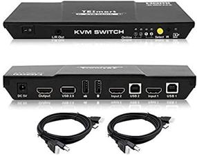 img 1 attached to TESmart 4K@60Hz Ultra HD HDMI KVM Switch, 2x1, 3840x2160@60Hz 4:4:4, with 2 Pcs 5ft KVM Cables, Supports USB 2.0 Devices, Control up to 2 Computers/Servers/DVR (Black)