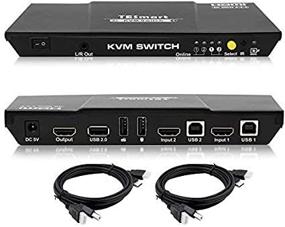 img 3 attached to TESmart 4K@60Hz Ultra HD HDMI KVM Switch, 2x1, 3840x2160@60Hz 4:4:4, with 2 Pcs 5ft KVM Cables, Supports USB 2.0 Devices, Control up to 2 Computers/Servers/DVR (Black)