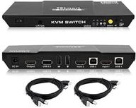 tesmart 4k@60hz ultra hd hdmi kvm switch, 2x1, 3840x2160@60hz 4:4:4, with 2 pcs 5ft kvm cables, supports usb 2.0 devices, control up to 2 computers/servers/dvr (black) logo