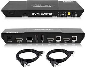 img 4 attached to TESmart 4K@60Hz Ultra HD HDMI KVM Switch, 2x1, 3840x2160@60Hz 4:4:4, with 2 Pcs 5ft KVM Cables, Supports USB 2.0 Devices, Control up to 2 Computers/Servers/DVR (Black)