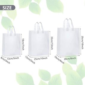 img 3 attached to Frosted Clear Plastic Bags with Soft Strap Handles: 150-Piece Set - in 3 Sizes for Take Out, Present Shopping, and More!