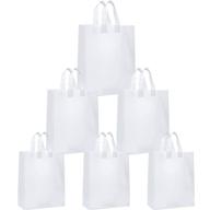 frosted clear plastic bags with soft strap handles: 150-piece set - in 3 sizes for take out, present shopping, and more! logo