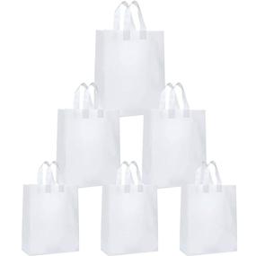 img 4 attached to Frosted Clear Plastic Bags with Soft Strap Handles: 150-Piece Set - in 3 Sizes for Take Out, Present Shopping, and More!