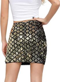 img 3 attached to 💃 Spellbinding Sparkle: Kate Kasin Women's Sequin Bodycon Mini Skirt for Clubwear & Party