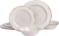 🍽️ gibson studio 114334 12-piece melamine dinnerware set logo