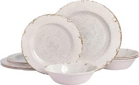 img 4 attached to 🍽️ Gibson Studio 114334 12-Piece Melamine Dinnerware Set