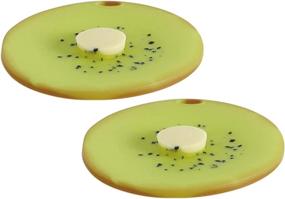 img 1 attached to 🥝 Charles Viancin - Set of 2 Kiwi 4” Silicone Drink Covers - Keep Drinks Fresh & Pest-Free, BPA-Free - Oven, Freezer, Dishwasher Safe