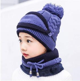 img 2 attached to 🧣 Cold Weather Girls' Winter Knitted Beanie with Fleece Pompom - Optimized for SEO