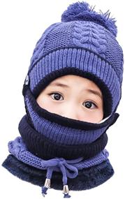 img 4 attached to 🧣 Cold Weather Girls' Winter Knitted Beanie with Fleece Pompom - Optimized for SEO