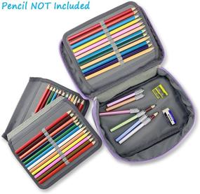 img 1 attached to YOUSHARES 72 Slot Colored Pencil Case Bundle with 6 Pencil Extenders – Portable Canvas Zippered Pencil Bag and Aluminum Pencil Extender Holder for Color Pencils & Pens in Purple