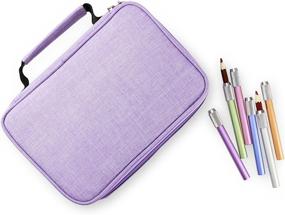 img 3 attached to YOUSHARES 72 Slot Colored Pencil Case Bundle with 6 Pencil Extenders – Portable Canvas Zippered Pencil Bag and Aluminum Pencil Extender Holder for Color Pencils & Pens in Purple