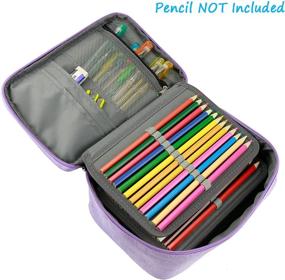 img 2 attached to YOUSHARES 72 Slot Colored Pencil Case Bundle with 6 Pencil Extenders – Portable Canvas Zippered Pencil Bag and Aluminum Pencil Extender Holder for Color Pencils & Pens in Purple