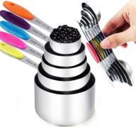 tiluck stainless steel measuring cups and magnetic measuring spoons set - 5 dry measuring cups & 6 stackable double sided magnetic spoons with 1 leveler (11) logo