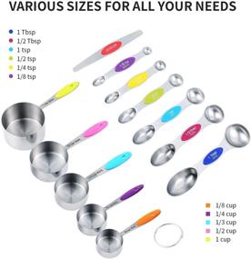 img 3 attached to TILUCK Stainless Steel Measuring Cups and Magnetic Measuring Spoons Set - 5 Dry Measuring Cups & 6 Stackable Double Sided Magnetic Spoons with 1 Leveler (11)