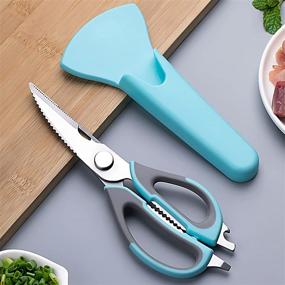 img 1 attached to 🔪 Ultimate Multifunctional Stainless Steel Kitchen Scissors with Detachable Blades - Heavy Duty and Convenient Fridge Magnet Storage