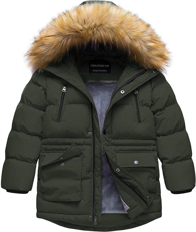 hooded mid long winter puffer jacketロゴ