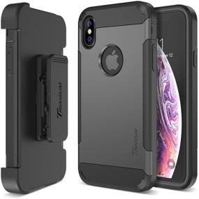 img 4 attached to 📱 Trianium Duranium Series Holster Case for iPhone Xs Max 2018 - Gunmetal | Heavy-Duty Protection with Rotating Belt Clip & Kickstand | Scratch Resistant & Shock Absorption